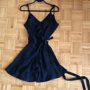 ASOS Black Mini Wrap Frill Dress